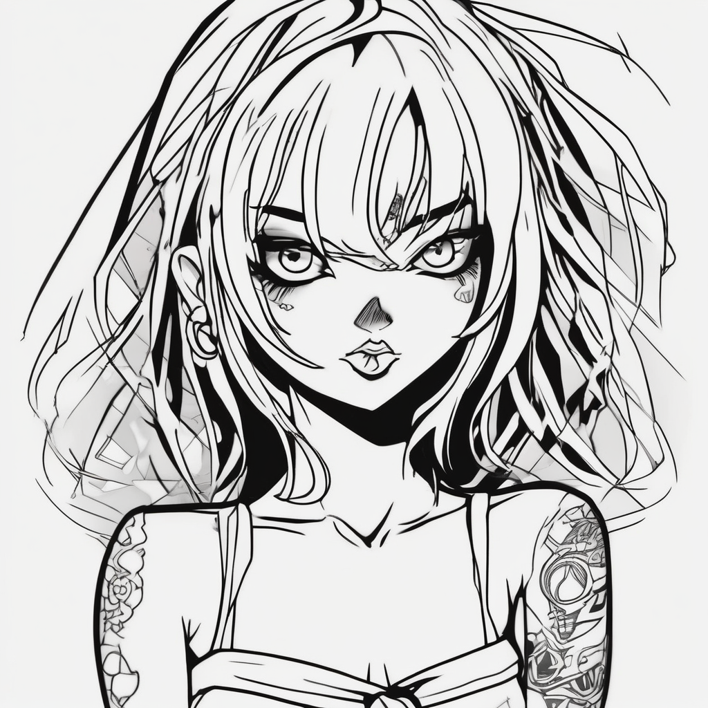 anime girl simple hand tattoo half sleeve tattoos for men, AI-generated Cartoon tattoo design
